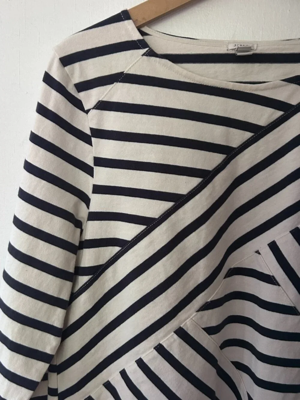 J. Crew Strutctured Nautical Top Womens XL Cream Blue Striped Preppy Yacht Coast